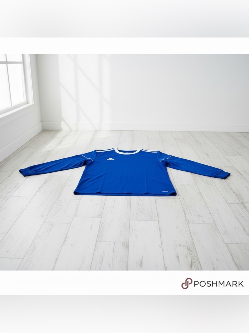 Adidas Climalite Long Sleeve Soccer Jersey Blue White XL
